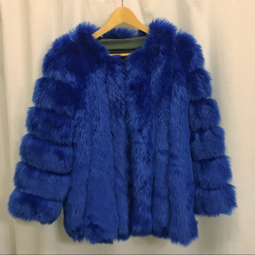 Blue Faux Fur Coat : NWOT